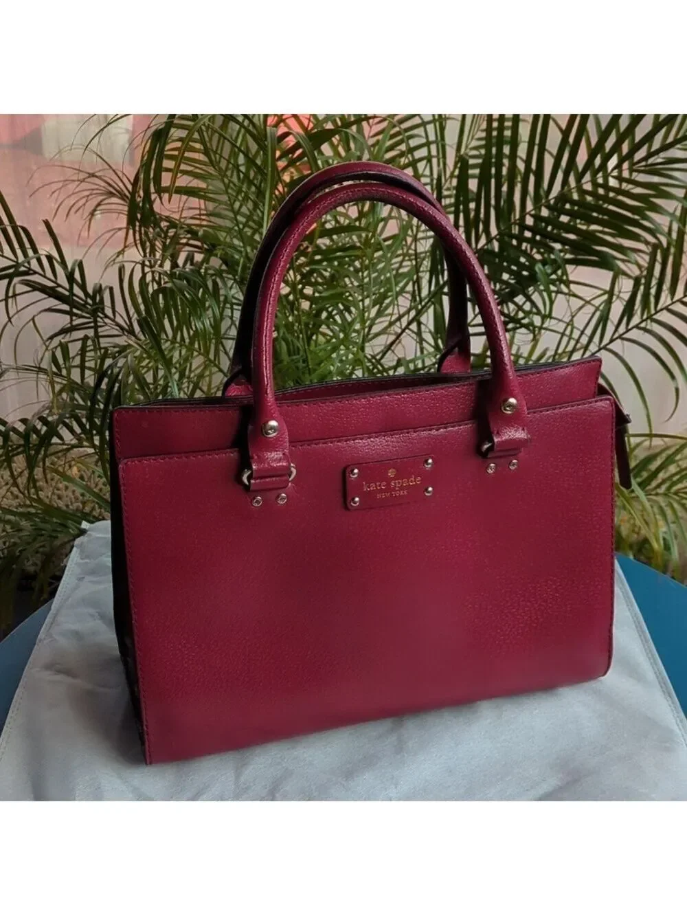 Kate Spade New York Red Leather Tote Handbag Top Handle Satchel Purse